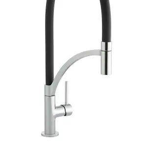 Cookology GIGLIO Pull Out Kitchen Tap with Single Side Lever - Chrome & Black