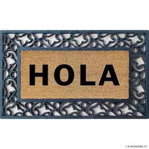 MantraRaj Heavy Duty Non-slip Welcome Doormat PVC Grill Outdoor Coir with Rubber Backing Floor Mat 45 X 75CM(Hola)