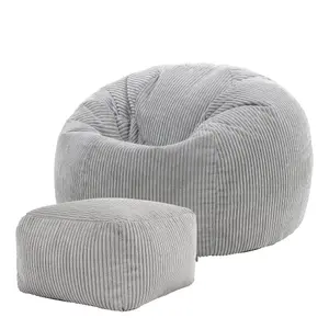 icon Kingston Classic Corduroy Bean Bag & Pouffe Grey Bean Bag Chair