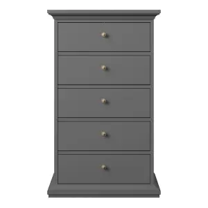 Paris Chest 5 drawers in Matt Grey