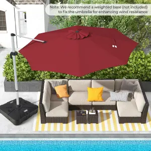 Costway 3M Round Patio Parasol Outdoor Adjustable Cantilever Umbrella w/ 360 Rotation