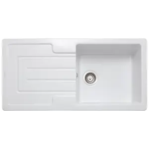 Rangemaster Austell White Ceramic 1 Bowl Sink 500mm x 1000mm