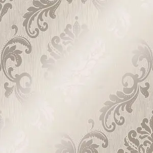 Sample of Chelsea Glitter Damask  Cream Gold