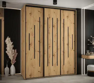  Cannes XII Sliding Door Wardrobe W190cm - Elegant Oak Artisan Storage Solution