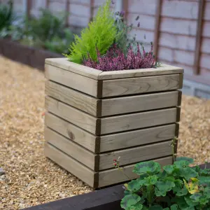 Forest Garden Linear Wooden Rectangular Planter (H)44cm (W)40cm