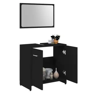 Berkfield 3 Piece Bathroom Furniture Set Black Engineered Wood