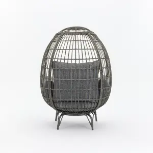 Antalya Egg Chair with Grey Cushions, Dark Grey