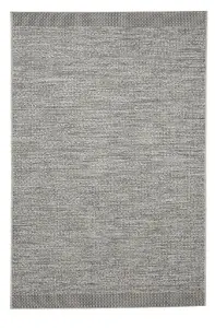 Seam Flat Weave Easy Clean Rug - Silver/Black - 160x220