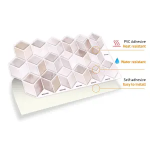 Walplus Cream Stone Hexacube Wall Tile - 12pcs Tile Stickers PVC