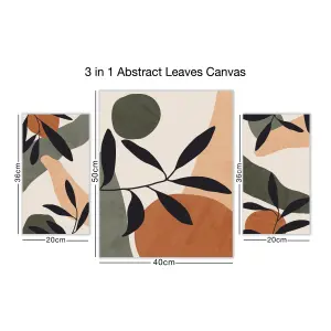 Arthouse Abstract Leaves Earth Tones Mixed size Canvas art, Set of 3