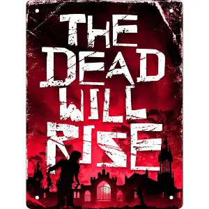 Grindstore The Dead Will Rise Tin Plaque Red/White (20cm x 15cm)