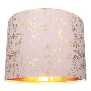 Modern Soft Pink Cotton Fabric 10 Lamp Shade with Gold Foil Floral Decoration