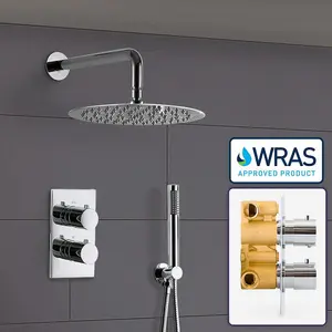 Violet Concealed Round Thermostatic Shower Mixer, Shower Head & Handset