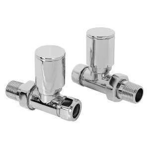 Rinse Bathrooms 15mm Designer Straight Radiator Valves - Pair