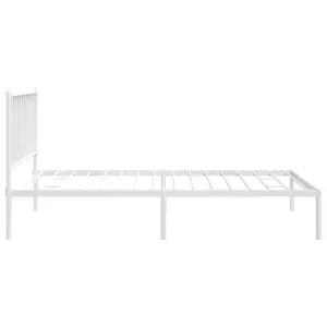 Berkfield Metal Bed Frame with Headboard White 100x190 cm