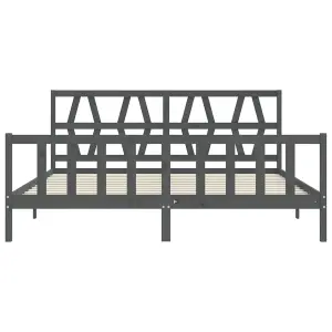 Berkfield Bed Frame with Headboard Grey 200x200 cm Solid Wood