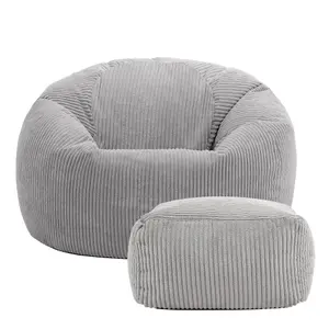 icon Kingston Classic Corduroy Bean Bag & Pouffe Grey Bean Bag Chair