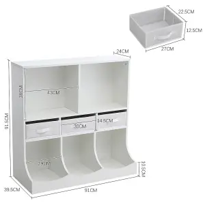 White 3 Tier Kids Toy Storage Boxes Open Style Child Toy Organizer Cabinet with 3 Drawer