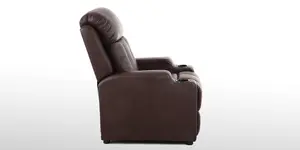 Studio Leather Recliner W Drink Holders Armchair Sofa Chair Cinema Gaming (Brown)