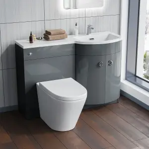 Nes Home Grey 1100 RH Back To Wall Soft Close Toilet & Resin Basin