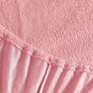 Brentfords Teddy Fleece FITTED Bed Sheet Soft Thermal, Pink - Double