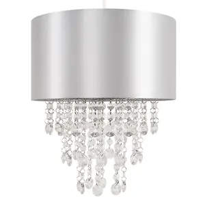 ValueLights Jesmond Acrylic Jewel Effect Droplet Grey Ceiling Pendant Light Shade