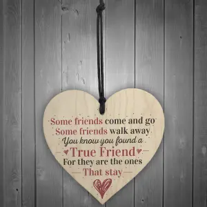 Red Ocean True Friend Sentimental Friendship Gift For Girls Women Hanging Wood Heart Sign Birthday