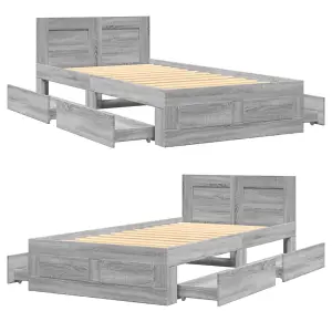 Berkfield Bed Frame with Headboard without Mattress Concrete Grey 90x190 cm Single