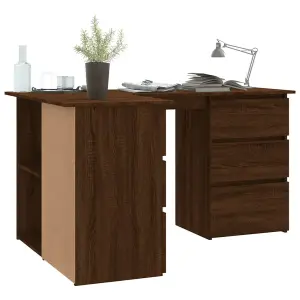 Berkfield Corner Desk Brown Oak 145x100x76 cm Engineered Wood