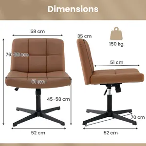 Costway Modern Criss Cross Chair PU Leather Upholstered Armless Cross Desk Chair