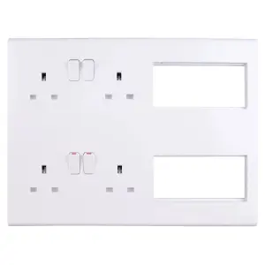 Deta S1985 Slimline Multimedia Lounge Plate with 4 x 13A Sockets + 8 Euromodule Spaces