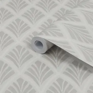 Laura Ashley Florin Silver effect Geometric Smooth Wallpaper Sample