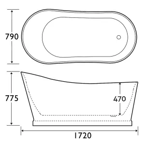 Tulsa White Acrylic Freestanding Bath (L)1720mm (W)790mm