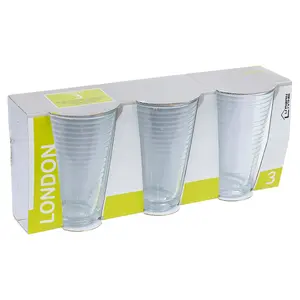 URBNLIVING 300ml 6 Pcs London Drinking Patterned Cup Water Juice Cocktail Tumbler Glassware Sets