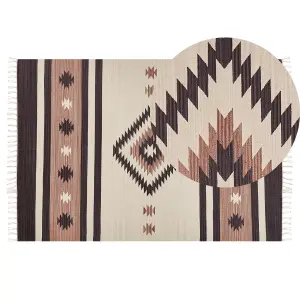 Cotton Kilim Rug 140 x 200 cm Beige and Brown ARAGATS