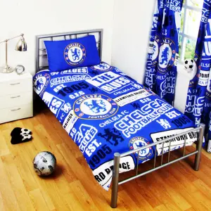 Chelsea FC Childrens/Kids Official Patch Football Crest Duvet Set Blue (Double)