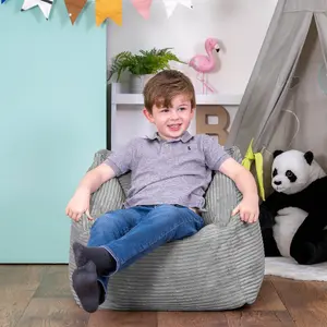 icon Kids Morgan Corduroy Armchair Bean Bag Grey Childrens Bean Bags