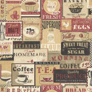 Galerie Nostalgie Red Enamel Signs Smooth Wallpaper