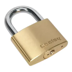 Sealey Brass Body Padlock With Three Keys Corrosion Resistant 50mm PL102