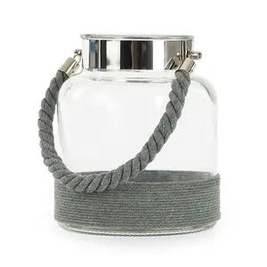 HURRICANE GLASS LANTERN - GREY