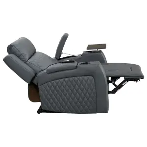 Electric Reclining Chair & Cinema Seat with USB Ports in Grey Leather Aire - Venice Series One