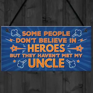 Red Ocean Uncle Is My Hero Novelty Birthday Christmas Family Gift Hanging Plaque Thank You Gift For Uncle Keepsake