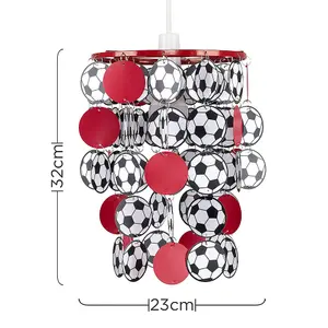 ValueLights Football Red Ceiling Pendant Shade and B22 GLS LED 6W Warm White 3000K Bulb