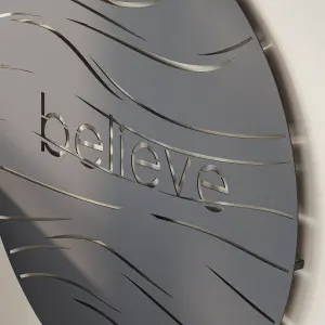 Decortie Believe Modern Metal Wall Art Home Decorative Ornament, Black