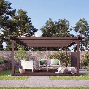 Double Premium Pergola and Decking Kit - Wood - L240 x W240 cm - Rustic Brown