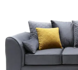 Chicago Velvet Right Facing Corner Sofa in Dark Grey