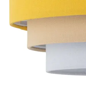 First Choice Lighting Gabi Ochre Ombre Linen 3 Tier Ceiling Light Shade