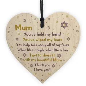 Mum Gift For Mothers Day Birthday Wooden Heart Gift From Daughter Son Keepsake