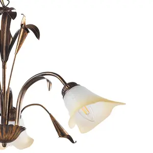 Luminosa Lucrezia 3 Light Multi Arm Pendant Ceiling Light, Bronze