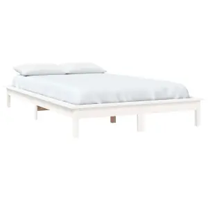 Berkfield Bed Frame White 180x200 cm Super King Size Solid Wood Pine